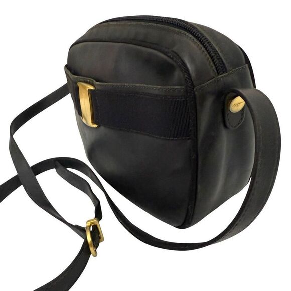 Salvatore Ferragamo Authentic Black Leather Gold Logo Plaque Vara Leather Crossb - Picture 13 of 13